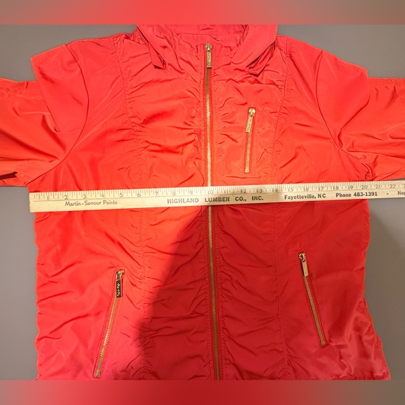Calvin Klein Red/Orange Lightweight Bomber Jacket w/ Gold Hardware Large - Picture 8 of 10